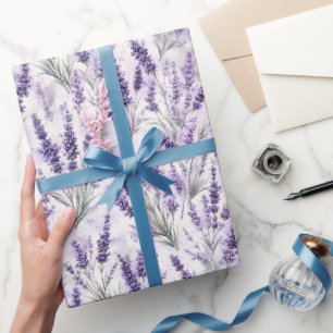 Beruhigende lila Lavendelfelderstiele Geschenkpapier