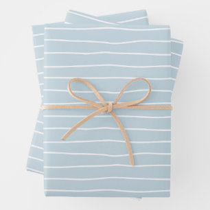 Beruhigende pastellblaue Ozeanwellen geometrisch l Geschenkpapier Set