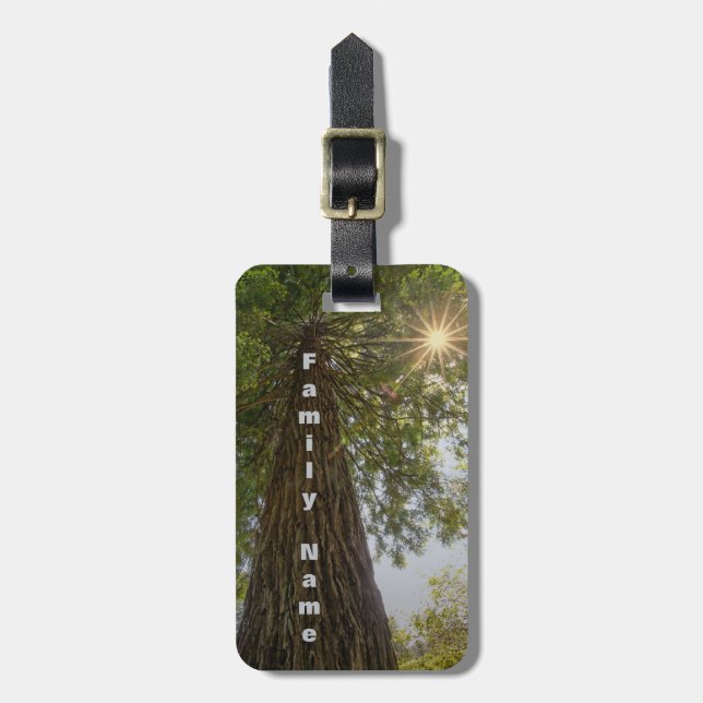 Beruhigende Sequoia mit Sunburst Nature Foto Gepäckanhänger (Vorderseite vertikal)