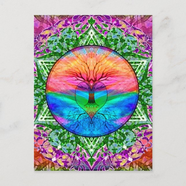Beruhigender Baum in Regenbogenfarben Postkarte (Vorderseite)
