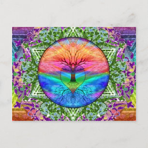 Beruhigender Baum in Regenbogenfarben Postkarte