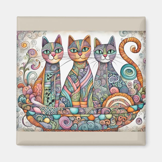 beruhigender Katzenmagnet Magnet (Vorne)