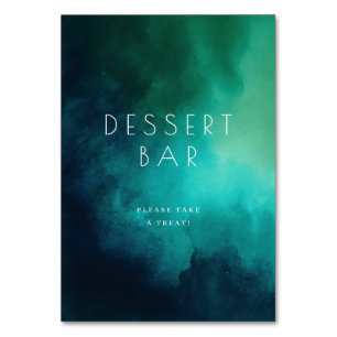 Beruhigendes Teal-Wasserfarben-Dessert-Bar-Schild Tischnummer