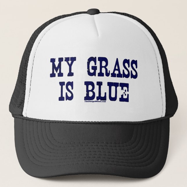 Berühmt ist mein Gras blau Truckerkappe (Vorderseite)