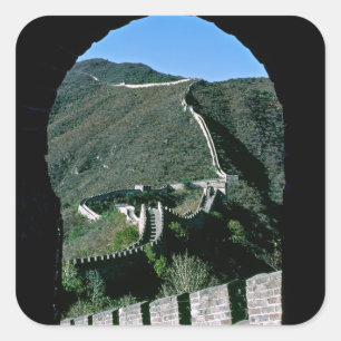 Berühmte Chinesische Mauer - Peking, Asien Quadratischer Aufkleber