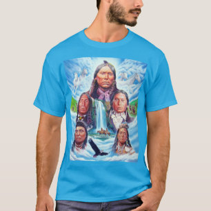 Berühmte Indianer Mens Modernes Aquamarines Blau T-Shirt