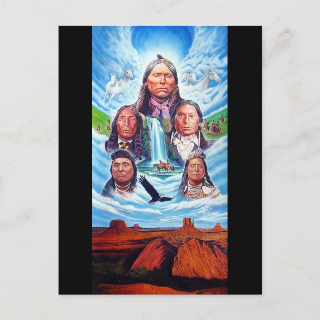 Berühmte indische Häuptlinge malen die amerikanisc Postkarte (Vorderseite)