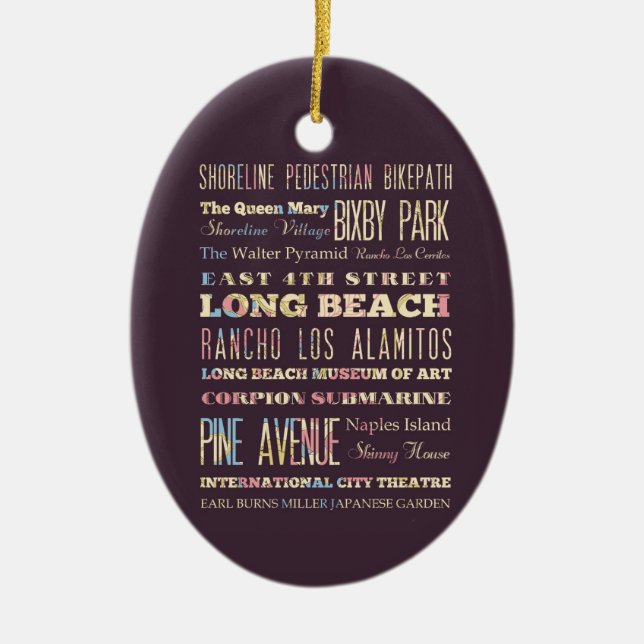 Berühmte Orte von Long Beach, Kalifornien Keramikornament (Vorne)
