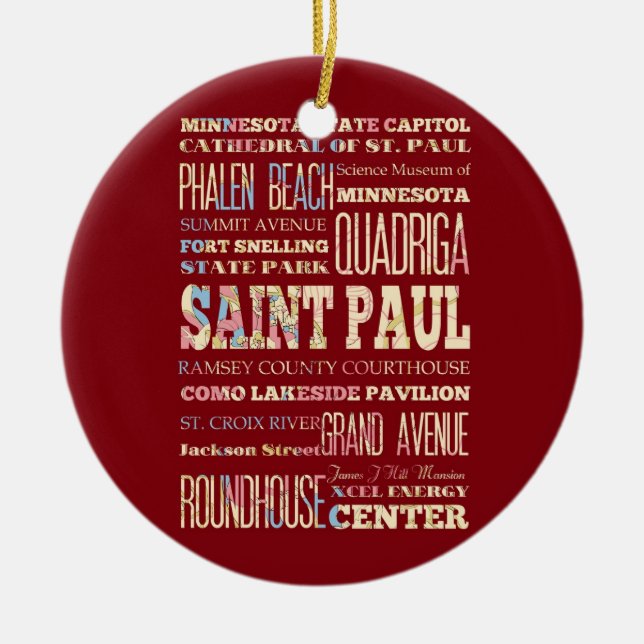 Berühmte Orte von Saint Paul, Minnesota Keramikornament (Vorne)