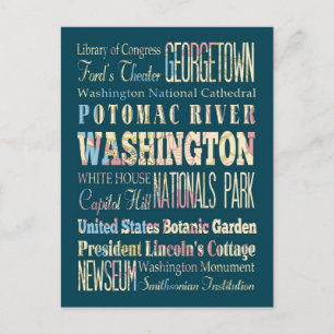 Berühmte Orte von Washington, District of Colombia Postkarte