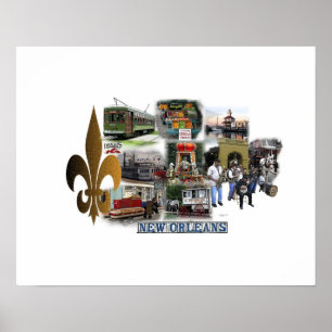 Berühmte Sehenswürdigkeiten und Szenen New Orleans Poster