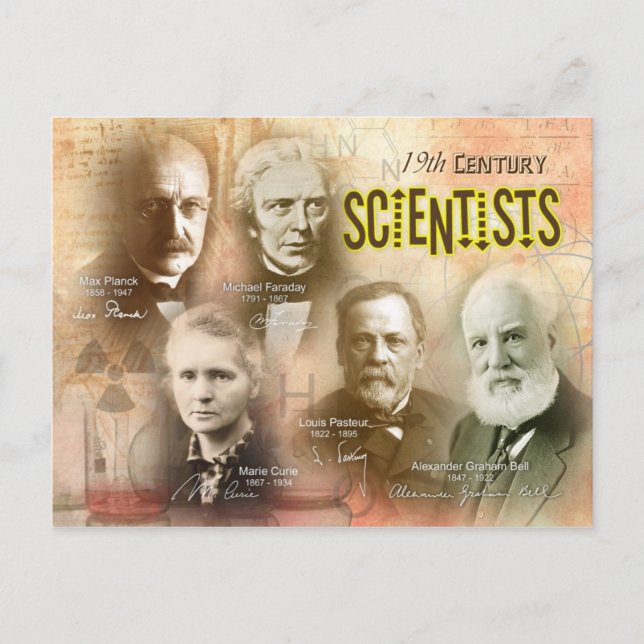 Berühmte Wissenschaftler des 19. Jahrhunderts Postkarte (Vorderseite)
