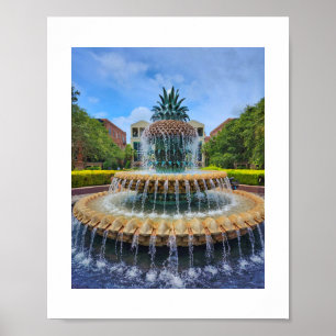 Berühmter Ananas-Brunnen in Charleston, SC Poster