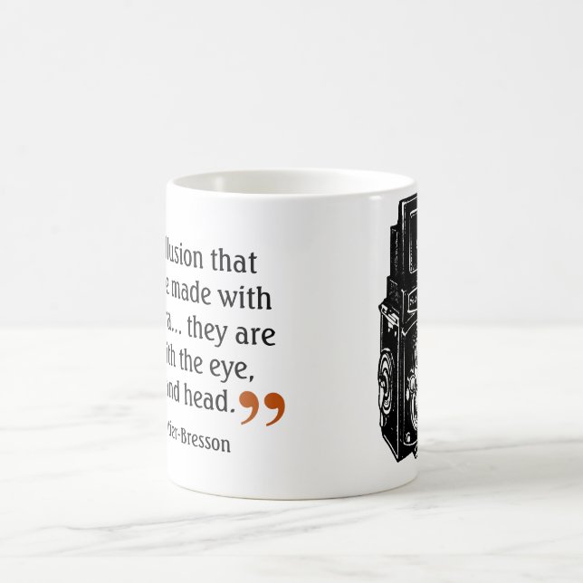 Berühmter Fotograf-Zitat 1 Doppel-Linsen-Kamera Kaffeetasse (Mittel)