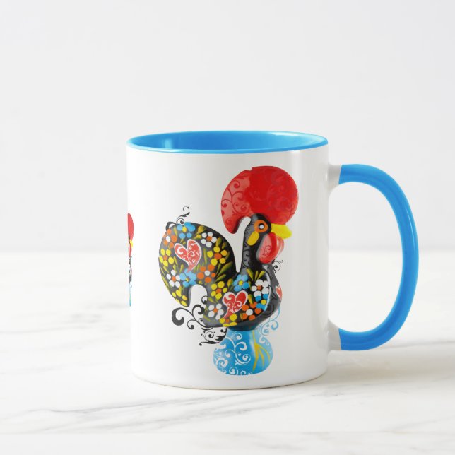 Berühmter Hahn von Barcelos Nr 06 - Blumenausgabe Tasse (Rechts)
