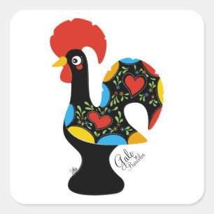 Berühmter Hahn von Barcelos Nr 09 Quadratischer Aufkleber