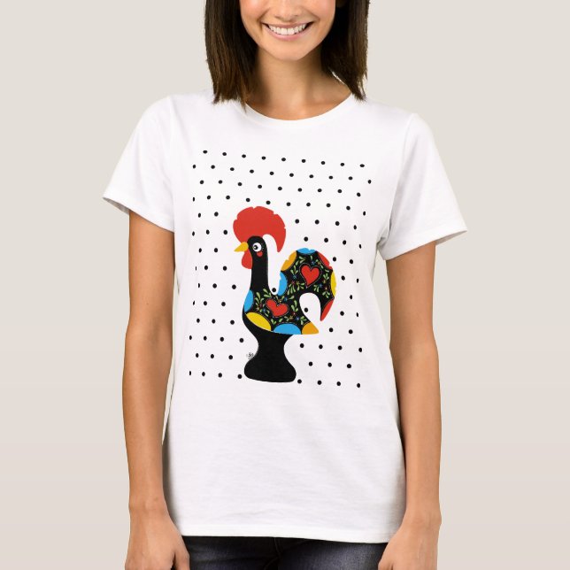 Berühmter Hahn von Barcelos Nr 09 - Tupfen T-Shirt (Vorderseite)