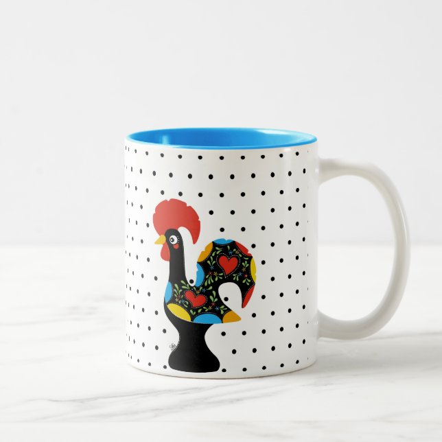Berühmter Hahn von Barcelos Nr 09 - Tupfen Zweifarbige Tasse (Rechts)