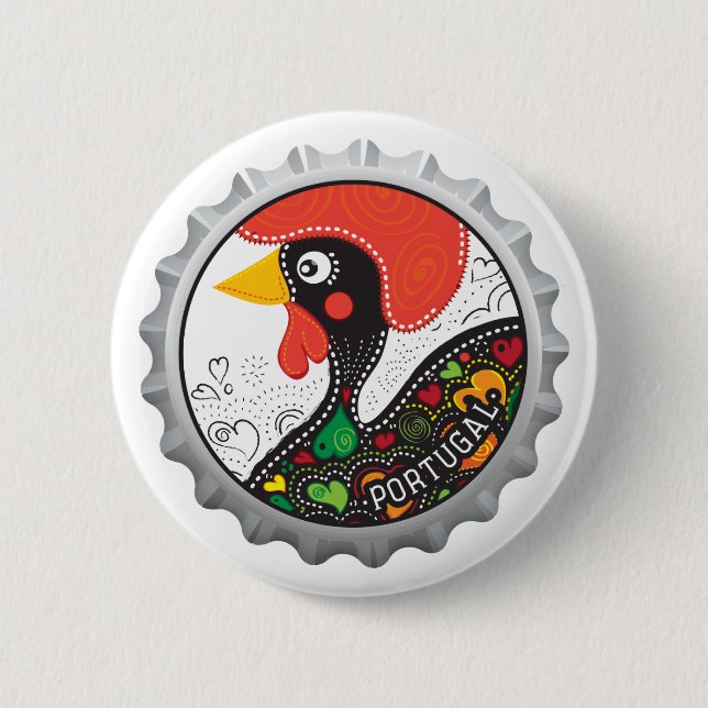 Berühmter Hahn von Portugal Nr 02 Button (Vorderseite)