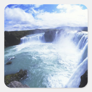 Berühmter Jodafoss-Wasserfall in Nord-Zentralislan Quadratischer Aufkleber