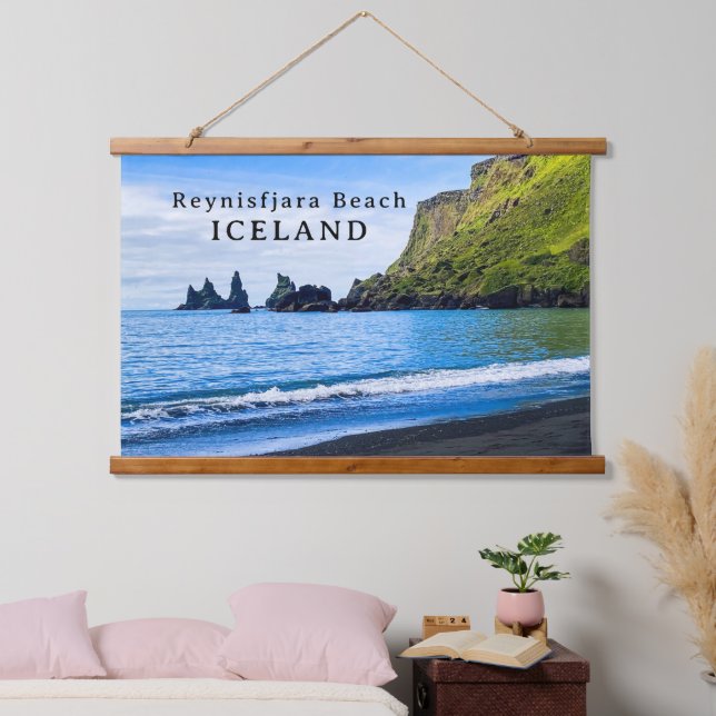Berühmter malerischer Strand Reynisfjara Island Wandteppich Mit Holzrahmen (Schlafzimmer)
