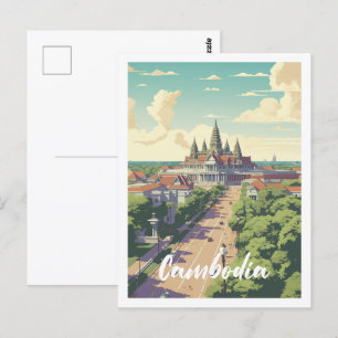 Berühmter Reiseort Kambodscha Postkarte