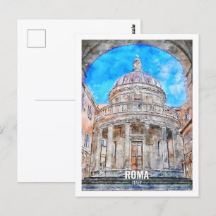 Berühmter Reiseort Rom Italien Aquarell-Skizze Postkarte