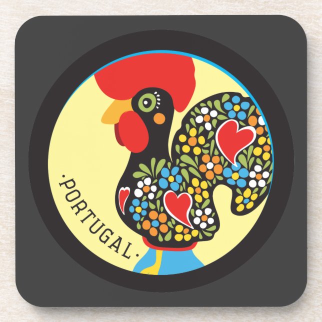 Berühmter Rooster von Barcelos Nr. 06 Getränkeuntersetzer (Vorderseite)