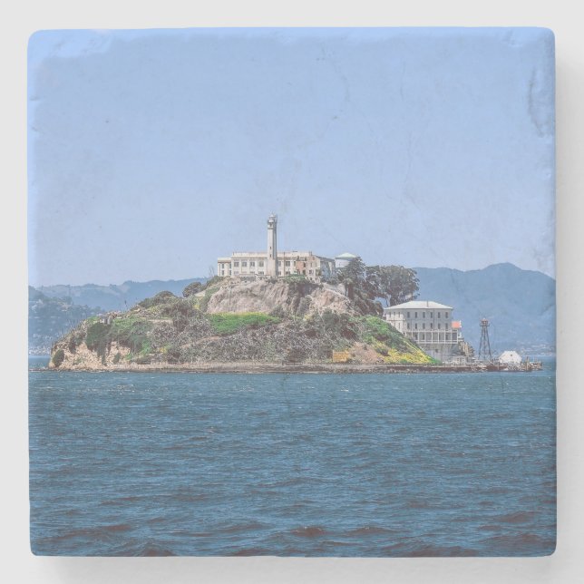 Berühmtes Alcatraz-Gefängnis San Francisco Kalifor Steinuntersetzer (Vorderseite)