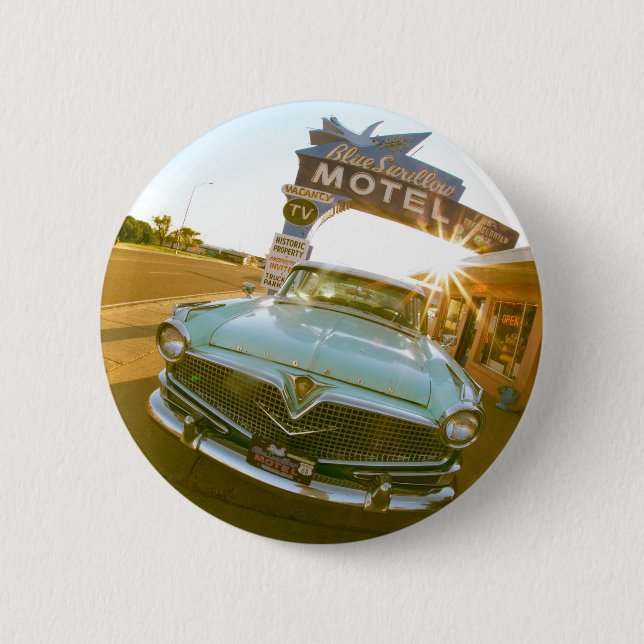 Berühmtes Blue Swallow Motel an der Route 66 Button (Vorderseite)