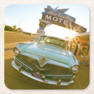 Berühmtes Blue Swallow Motel an der Route 66 Rechteckiger Pappuntersetzer
