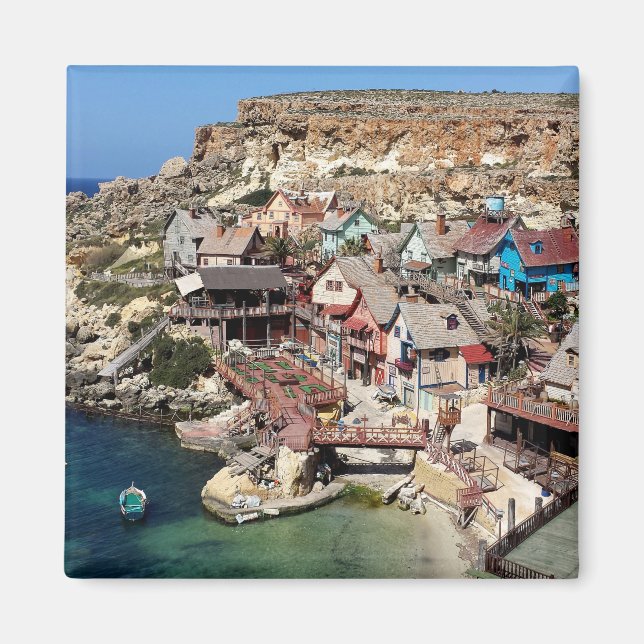 Berühmtes Dorf Popeye mit bunten Häusern, Malta Magnet (Vorne)