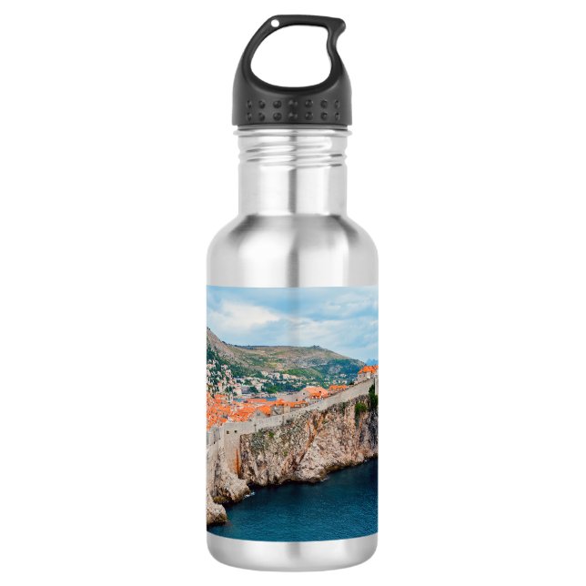Berühmtes Dubrovnik Altstadt Dächer & Mauern - Kro Edelstahlflasche (Vorderseite)