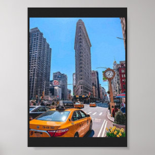 Berühmtes Flatiron Building New York Gelbes Taxi R Poster