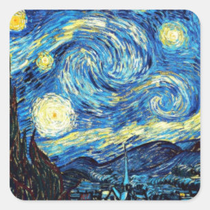 Berühmtes Gemälde von Van Gogh, Sternennacht Quadratischer Aufkleber
