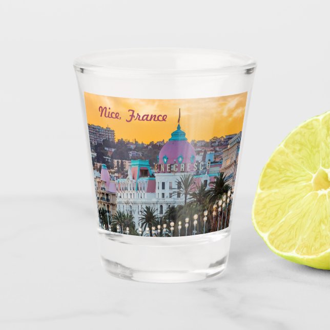Berühmtes Luxushotel Hotel Negresco in Nizza Frank Schnapsglas (Vorderseite)