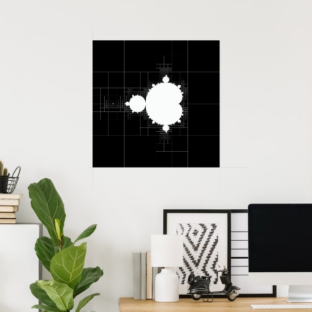 Berühmtes Mandelbrot-Set auf schwarzem Poster (Heimbüro)