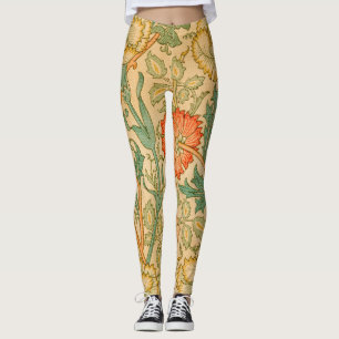 Berühmtes Muster von William Morris Pink und Rose Leggings