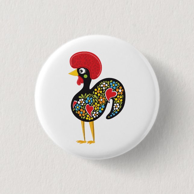 Berühmtes Rooster von Barcelos Portugal Nr.07 Button (Vorderseite)