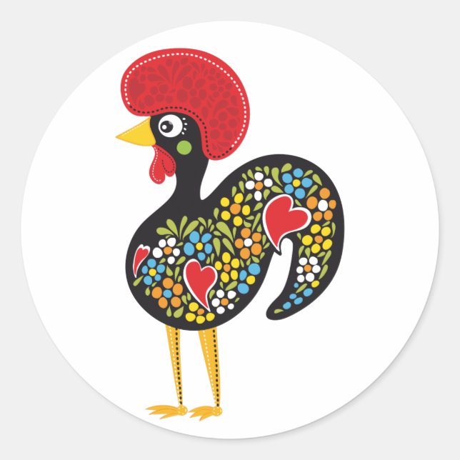 Berühmtes Rooster von Barcelos Portugal Nr. 07 Runder Aufkleber (Vorderseite)