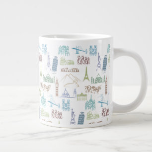 Berühmtes Sehenswürdigkeiten-Muster Jumbo-Tasse