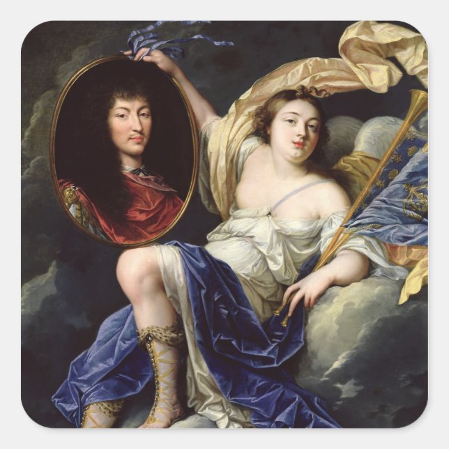 Berühmtheit als Portrait von Louis XIV Quadratischer Aufkleber (Vorderseite)