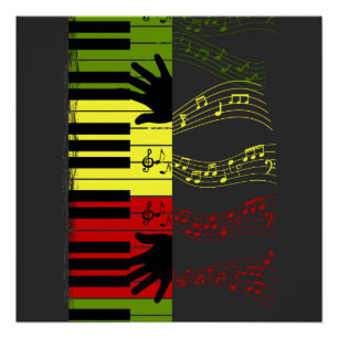 Berühre den Rhythmus – Farbige Klaviertasten Musik Poster