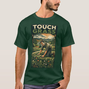 Berühre Gras im Vintage-Retro-Stil Outdoor-Landsch T-Shirt