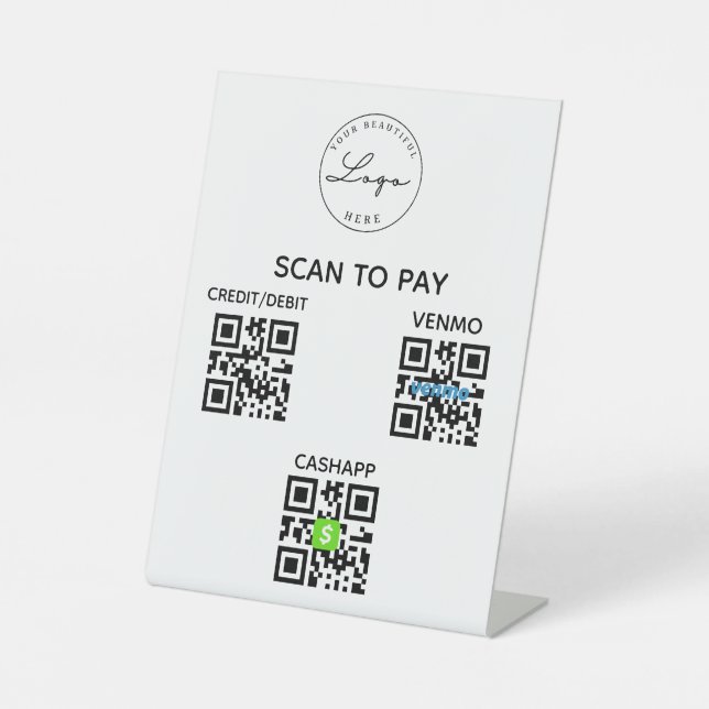 berührungslose QR-Code-Prüfung zum Pay-Pay-Pal-Zei Sockelschild (Vorderseite)