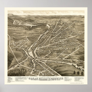 Berwick, ME & Great Falls, NH Panoramic Map - 1877 Poster