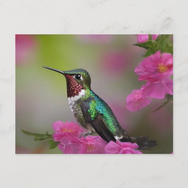 Berylline Hummingbird bei Erholung Postkarte (Vorderseite)