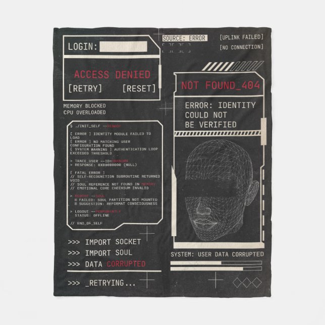 Beschädigt - Techno-Brutalist Streetwear Design Fleecedecke (Vorderseite)