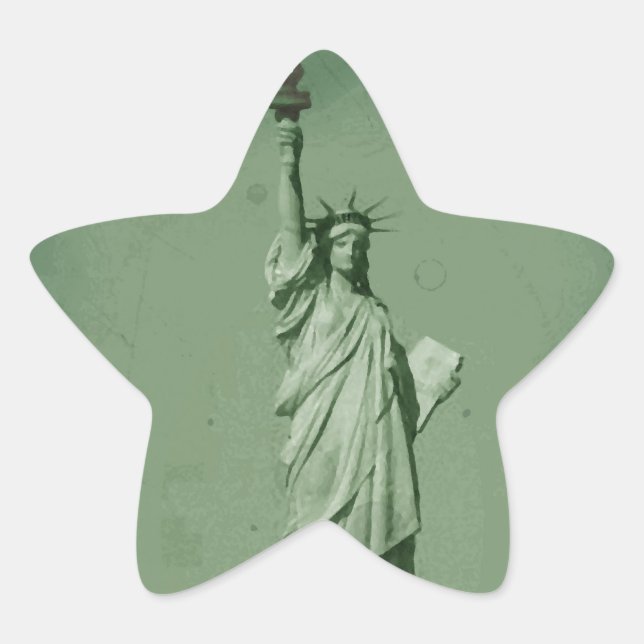 Beschädigtes Foto Effektstatur der Freiheit Stern-Aufkleber (Vorderseite)