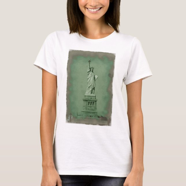 Beschädigtes Foto Effektstatur der Freiheit T-Shirt (Vorderseite)